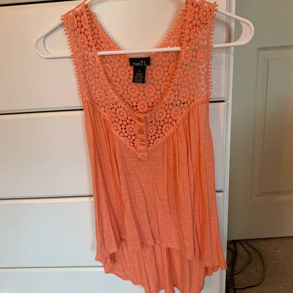 Peach Lace Tank Top